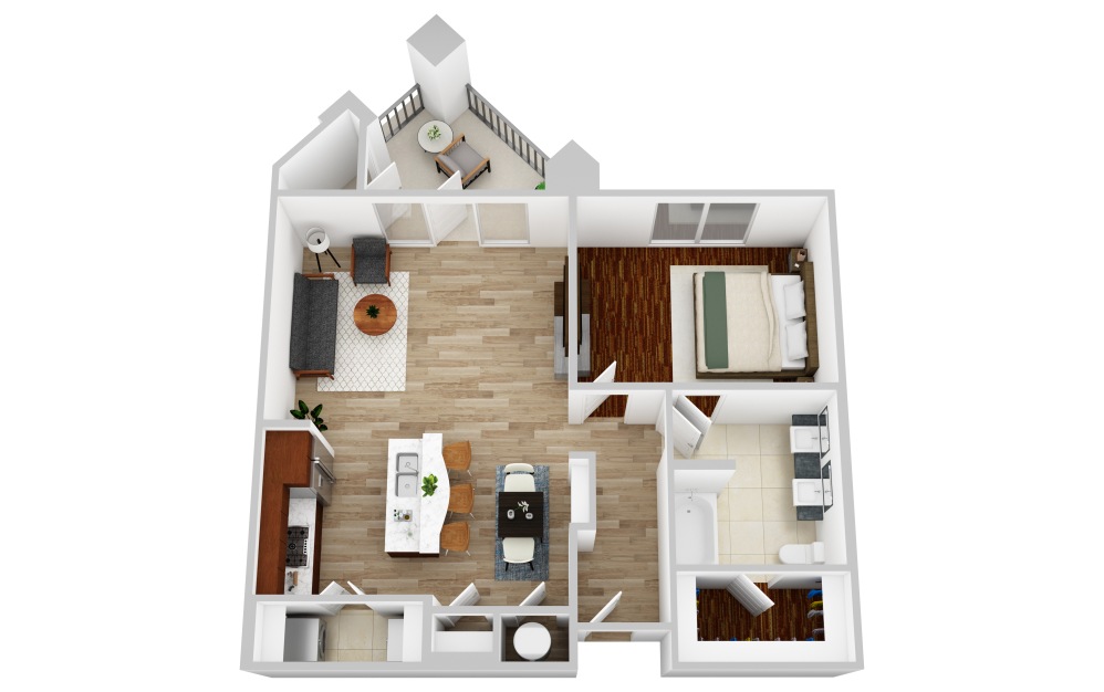 A2 - 1 bedroom floorplan layout with 1 bathroom and 839 square feet