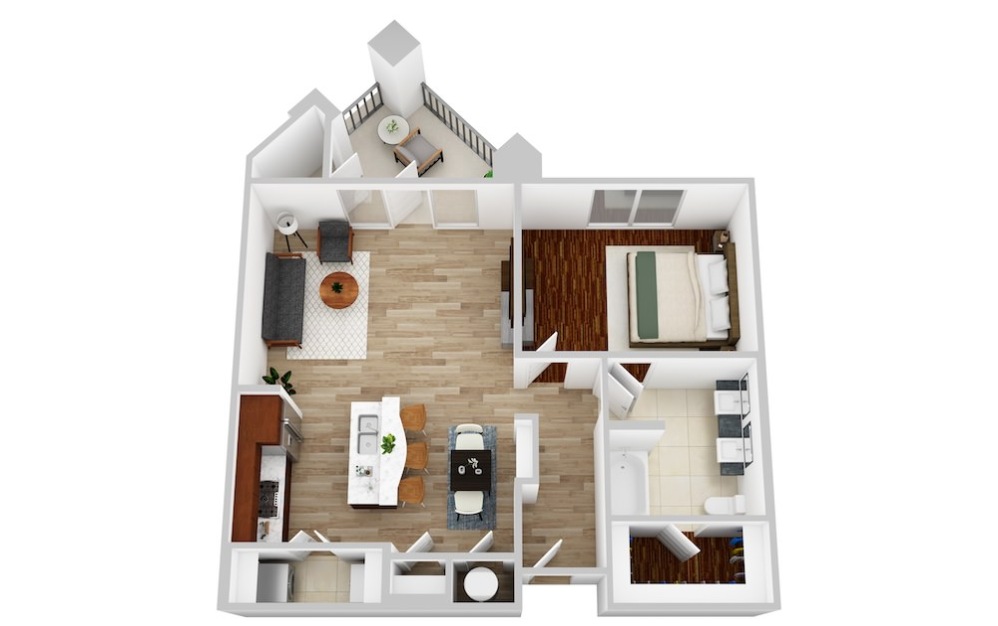 A2 - 1 bedroom floorplan layout with 1 bathroom and 839 square feet