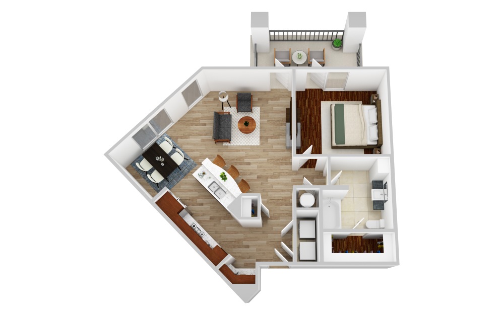 A3 - 1 bedroom floorplan layout with 1 bathroom and 841 square feet