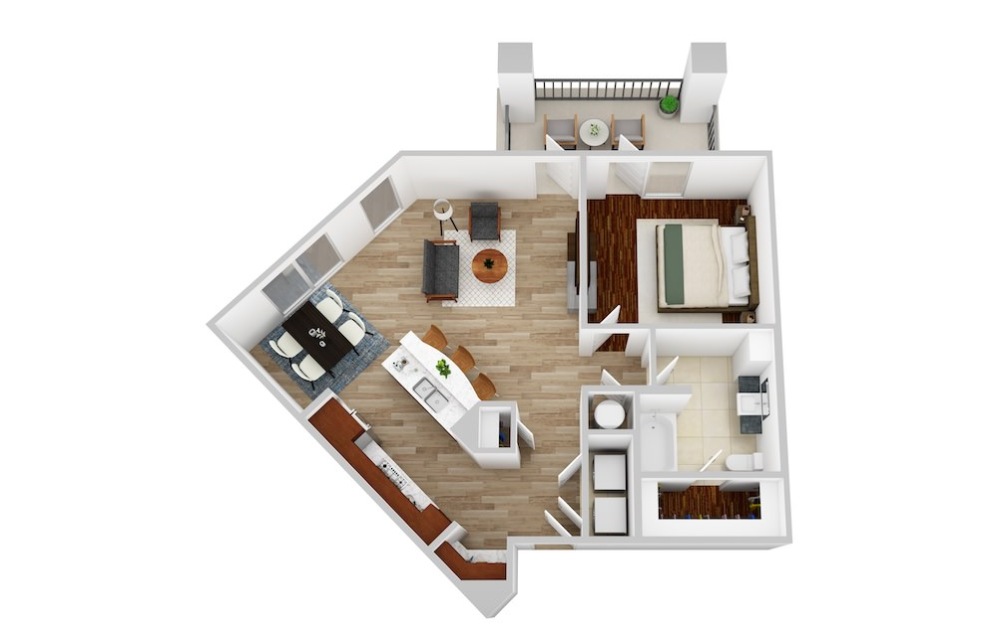 A3 - 1 bedroom floorplan layout with 1 bathroom and 841 square feet