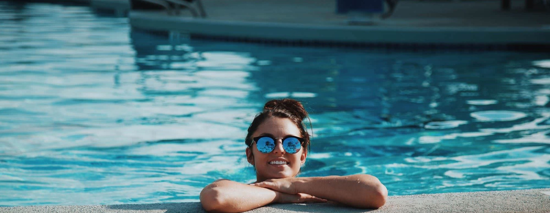 a woman in a pool